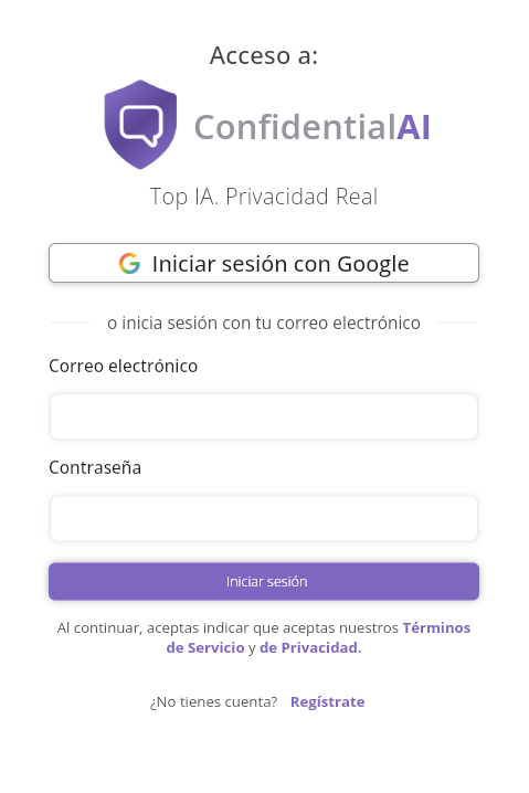 Pantalla de acceso
