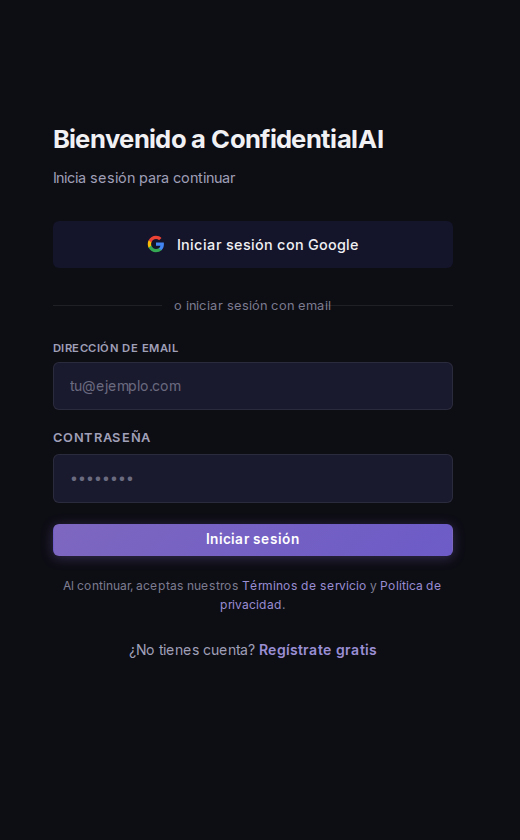Pantalla de acceso web