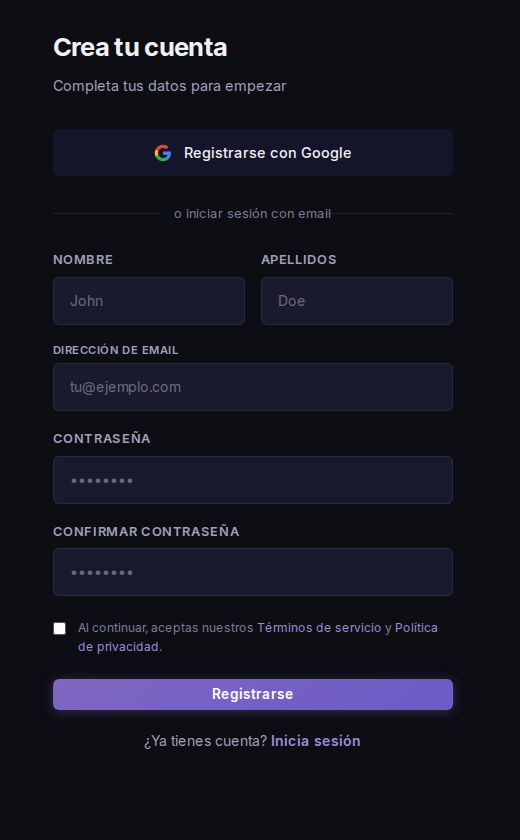 Formulario de registro
